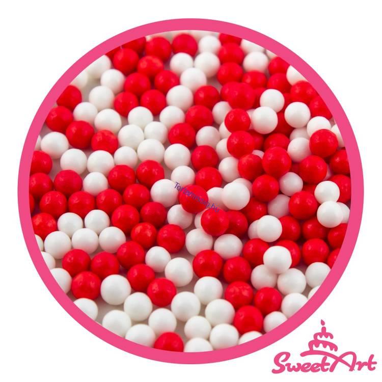 SweetArt cukorgyöngy piros és fehér 5 mm (80 g)
